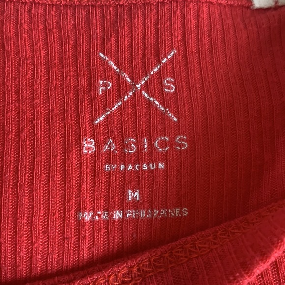 Pacsun Basic Red Ribbed Tee - Picture 2 of 6